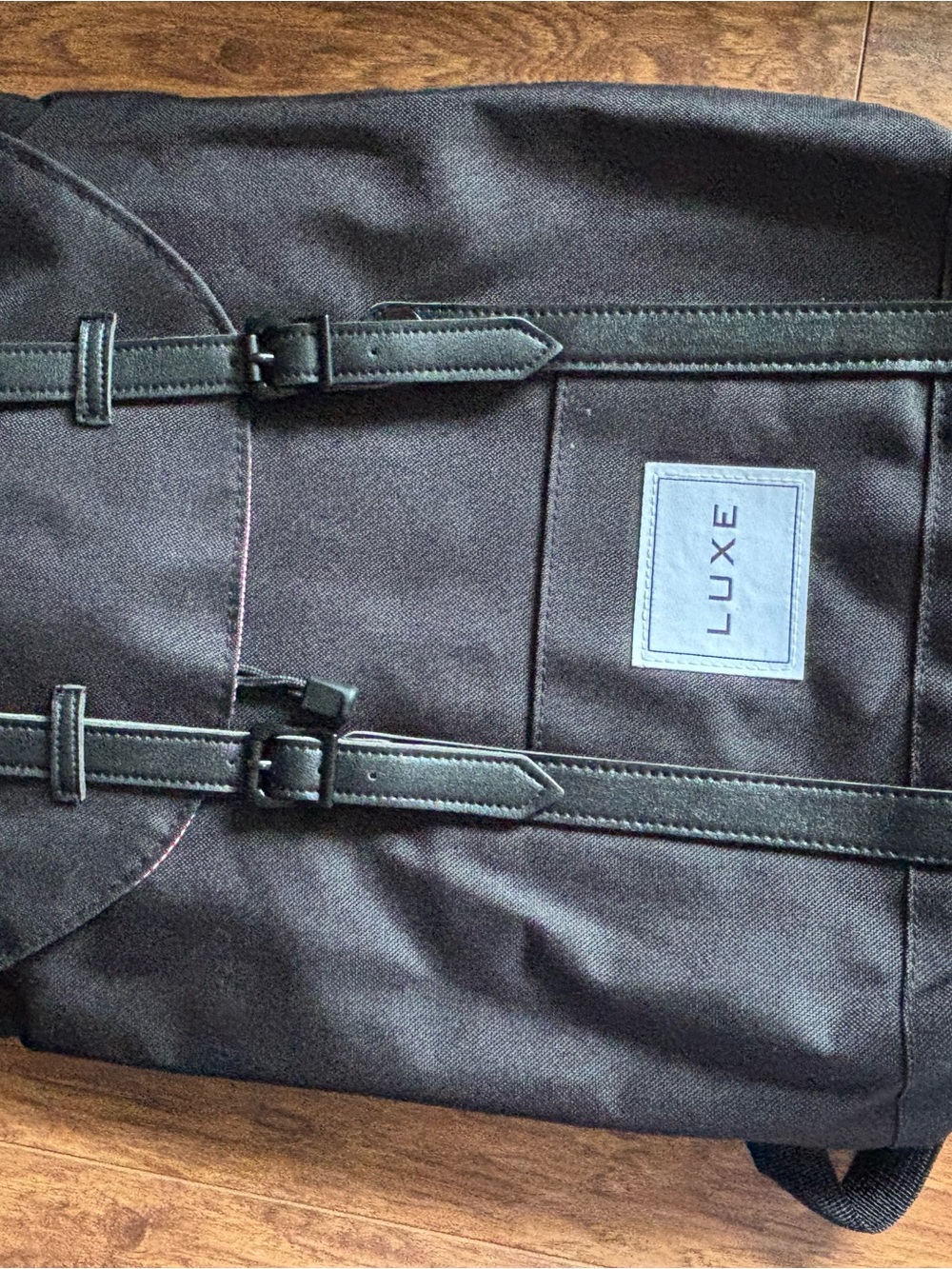 Luxe Black Canvas Backpack with Leather-Style Straps